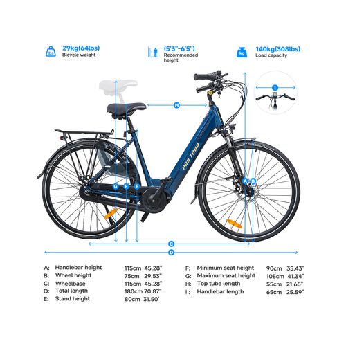 Vélo Électrique 18 Pouces Alliage De Aluminium Moteur 250w 7 Vitesses Noir
