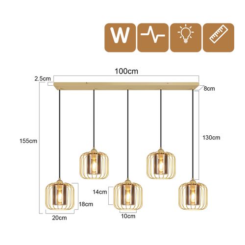 Suspension Table à Manger Vintage 5 Flammes E27 Salon Sans Ampoule