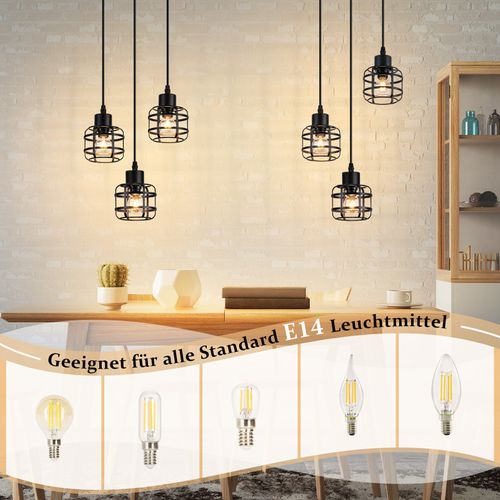 Suspension Salle à Manger 3 Flammes Noir Vintage E14 Pour Cuisine Café Sans Ampoule