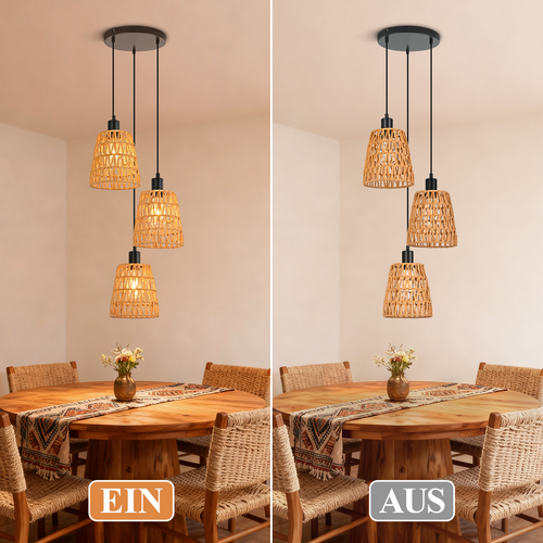 Suspension 3 Flamme Noir E27 Vintage Pour Cuisine Sans Ampoule