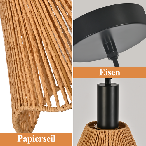 Suspension 1 Flamme E27 Noir Réglable Hauteur Vintage