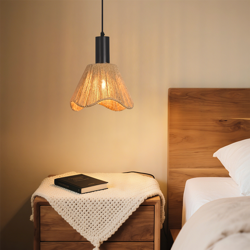 Suspension 1 Flamme E27 Noir Réglable Hauteur Vintage