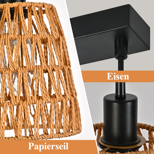 Suspension Salle à Manger 3 Flamme Noir 120cm Hauteur Réglable