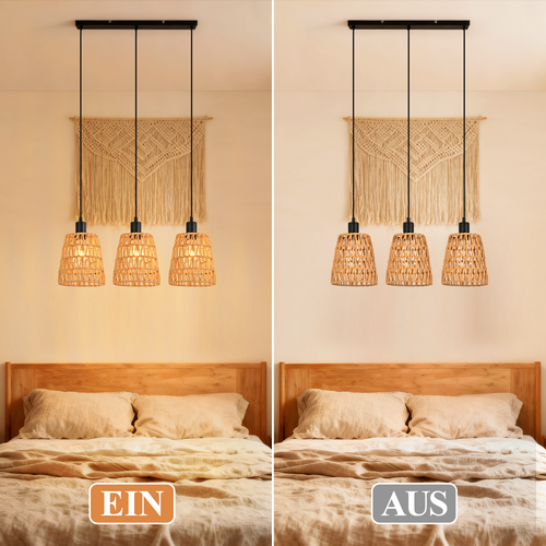 Suspension Salle à Manger 3 Flamme Noir 120cm Hauteur Réglable