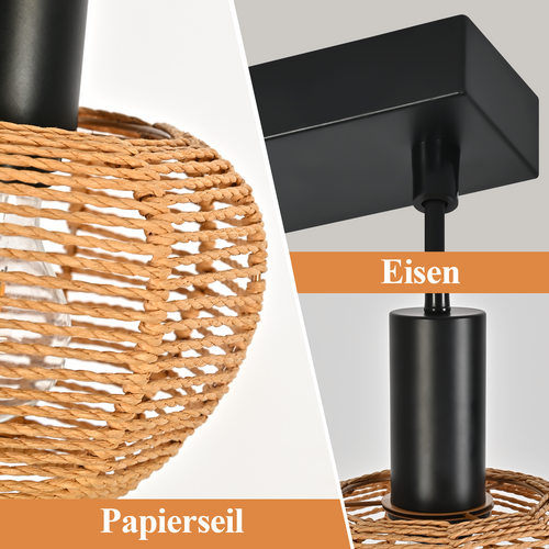 Suspension Noir 3 Flamme E27 Pour Salle à Manger Et Chambre à Coucher