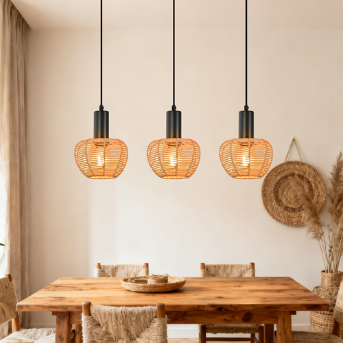 Suspension Noir 3 Flamme E27 Pour Salle à Manger Et Chambre à Coucher