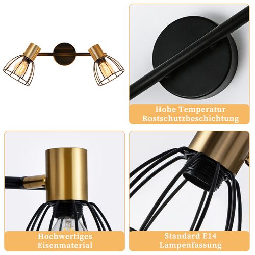 Applique Vintage E14 Orientable 350° Pour Chambre à Coucher