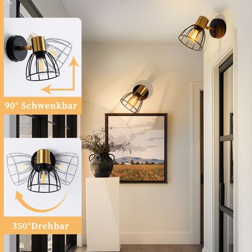 Applique Vintage Noire E14 40w Pour Pour Cage D'escalier Salon