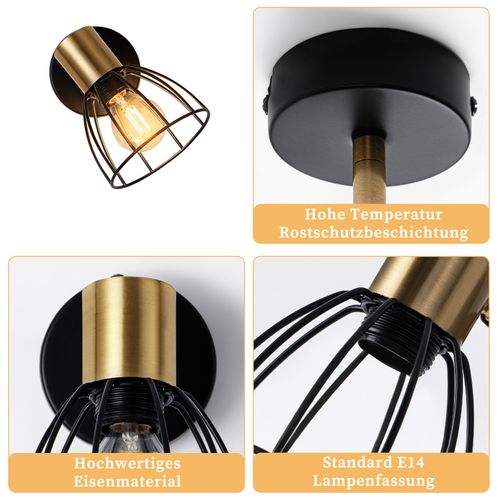 Applique Vintage Noire E14 40w Pour Pour Cage D'escalier Salon