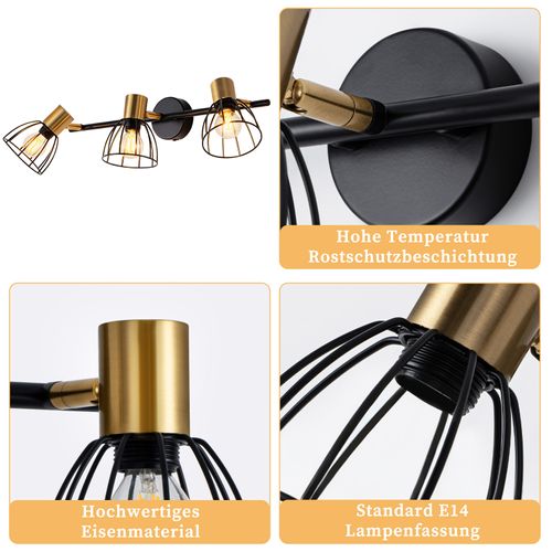 Applique Murale Intérieur 3 Flammes E14 Lampe De Salon Max.25w