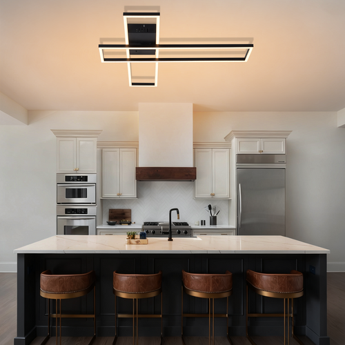 Plafonnier LED Métal 42w 60cm Plafonnier Salon Moderne Dimmable Avec Télécommande Pour Cuisine