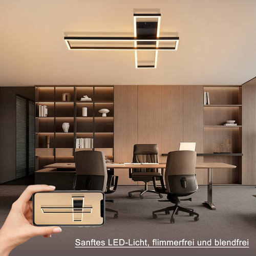 Plafonnier LED Métal 42w 60cm Plafonnier Salon Moderne Dimmable Avec Télécommande Pour Cuisine