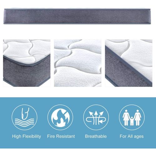 Matelas à Ressorts 140x200 cm Epaisseur 20 cm, 7 Zones