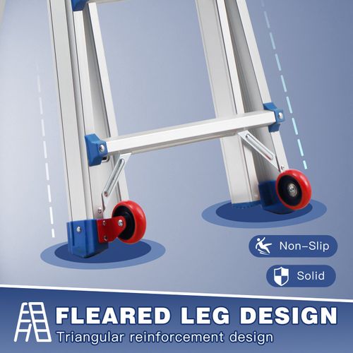 Echelle Telescopique 5,1m, Échelle Télescopique En Aluminium, Escabeau 5x5 Marches, Marchepieds