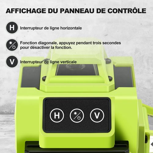 Niveau Laser 4 X 360°, 2 Batteries 2400 Mah, 4d 16 Fils.