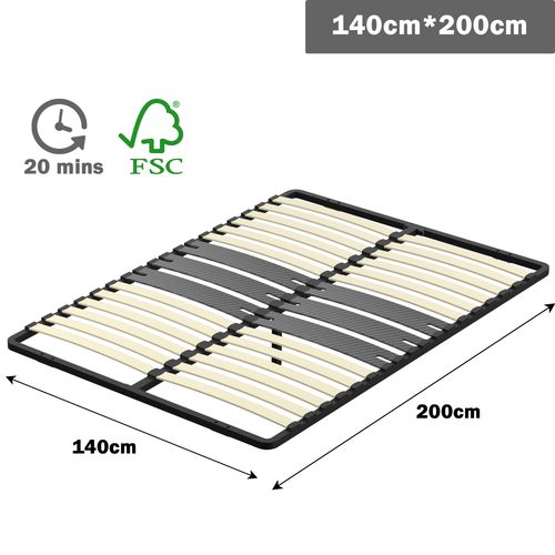 Cadre Lattes 140x200 Cm, 2x15 Lattes Peuplier Naturel