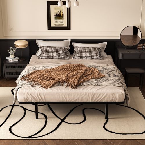 Sommier 140x200 Cm, 7 Pieds Durable, Lit Avec Sommier à Lattes Pour Adulte