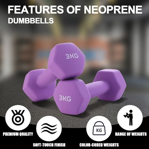 Haltères Néoprène 1kg 2kg 3kg Avec Support – Set De 6 Haltères Musculation