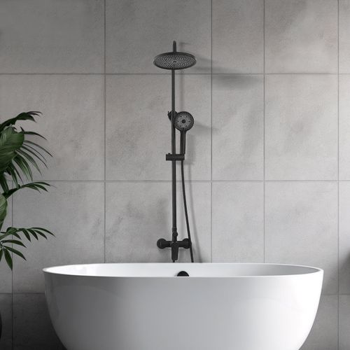 Colonne De Douche Avec Tête De Douche Ronde Et Manchette En Abs Avec 3 Jets, Noir