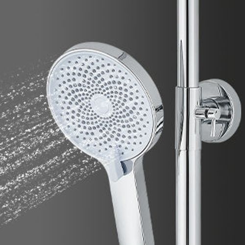 Colonne De Douche Avec Tête De Douche Ronde Et Manchette En Abs Avec 3 Jets, Argent