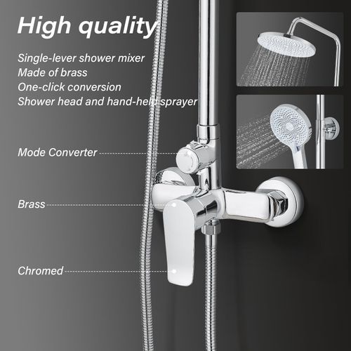 Colonne De Douche Avec Tête De Douche Ronde Et Manchette En Abs Avec 3 Jets, Argent