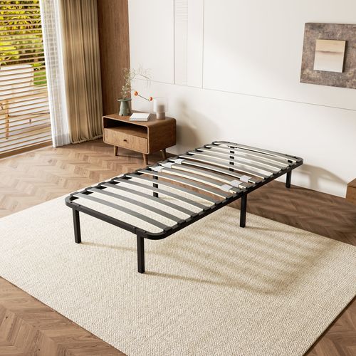 Sommier Cadre à Lattes 90x190 Cm, 14 lattes, Inclus 6 pieds