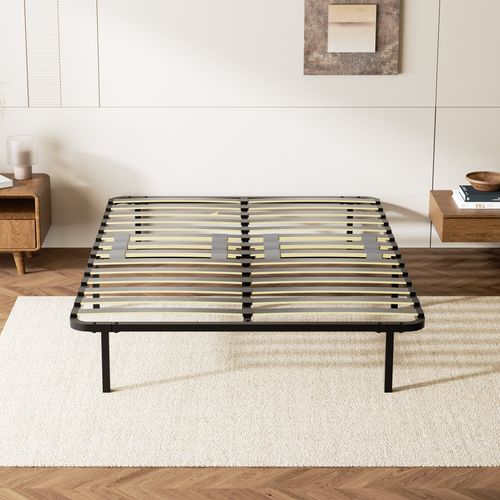 Sommier Cadre à Lattes 140x200 Cm, 2x14 lattes,  Inclus 7 pieds