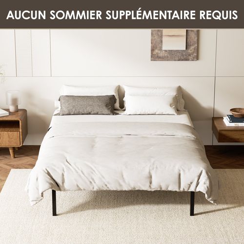 Sommier Cadre à Lattes 140x200 Cm, 2x14 lattes,  Inclus 7 pieds