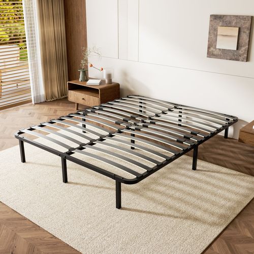 Sommier Cadre à Lattes 160x200 Cm, 2x14 lattes,  Inclus 9 pieds