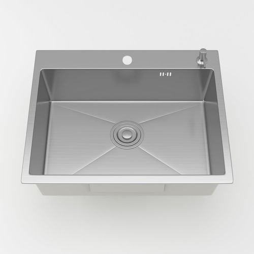 Évier Inox 1 Bac 50x45x22 Cm Argent - Pour Petite Cuisine et Camping-car - Prépercé Avec Filtre