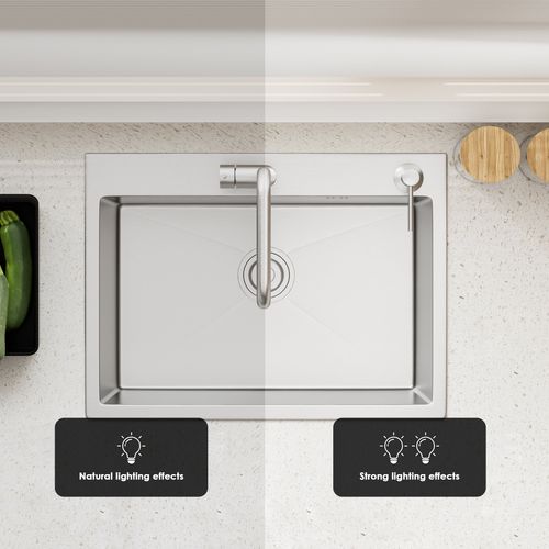 Évier Inox 1 Bac 50x45x22 Cm Argent - Pour Petite Cuisine et Camping-car - Prépercé Avec Filtre