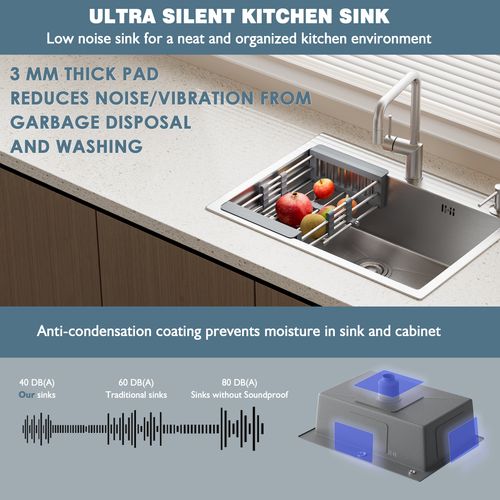 Évier Inox 1 Bac 55x45x19 Cm Argent - Évier Encastrable Moderne, Facile à Nettoyer Avec Panier et