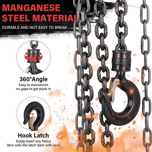 Palan à Chaîne Manuel Con Gancio Per Carichi Pesanti, 1 Tonnes, Hauteur De Levage 5 M, Rouge