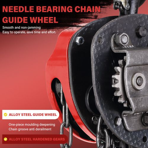 Palan à Chaîne Manuel Con Gancio Per Carichi Pesanti, 1 Tonnes, Hauteur De Levage 5 M, Rouge