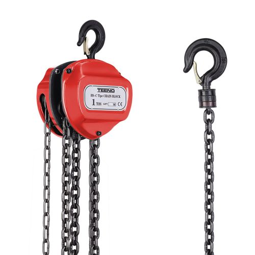 Palan à Chaîne Manuel Con Gancio Per Carichi Pesanti, 1 Tonnes, Hauteur De Levage 5 M, Rouge