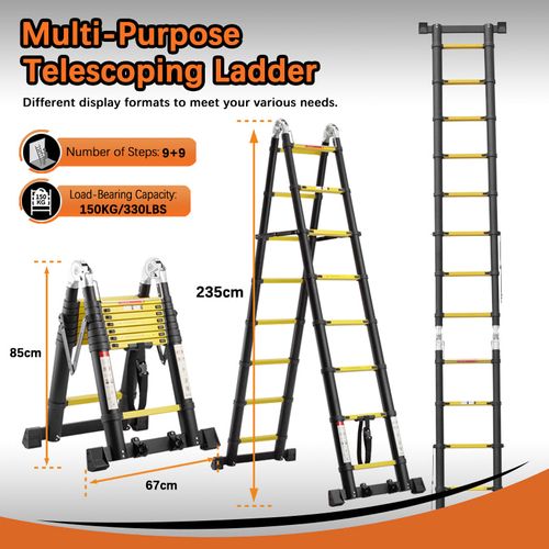 Échelle Télescopique De 5 M (2,5+2,5), Échelle Pliante Avec Poulies En Bas
