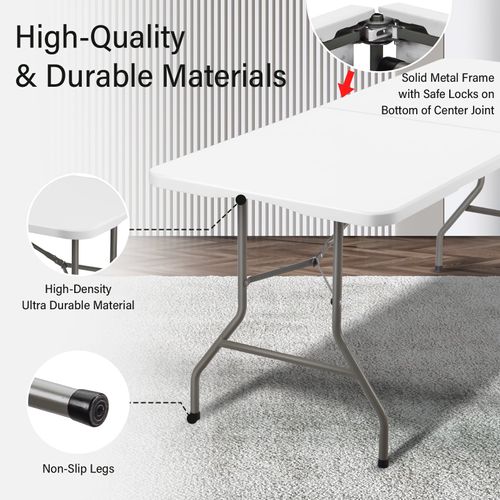 Table Pliante d'extérieur 180x74x74 Cm, 6/8 Places, Avec Verrou De Sécurité