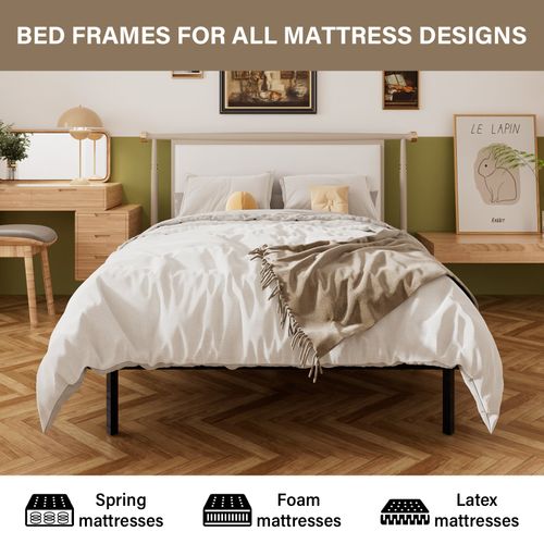 Sommier à Lattes Sur Pieds, Lit 2×13 Lattes, 7 Pieds Inclus, 140x200cm