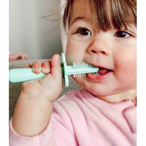 Brosse à Dents Bébé Ergonomique Double Face Rose 4 Mois Et +