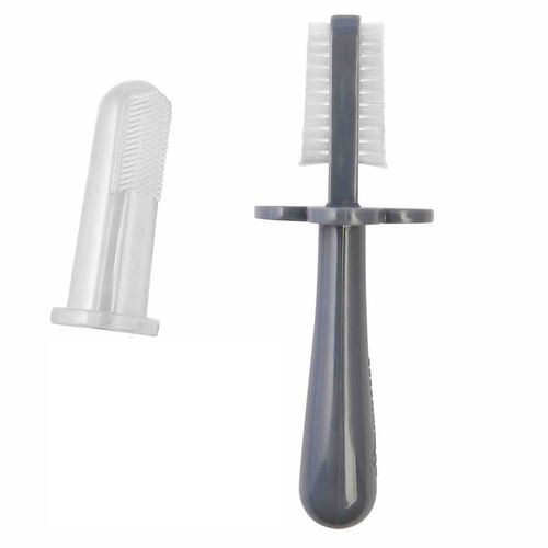 Brosse à Dents Bébé Ergonomique Double Face Gris 4 Mois Et +