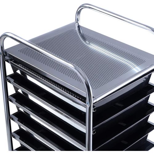 Tour De Rangement Chariot Avec 15 Tiroirs Et 2 Roues Avec Freins 62,5 X 37 X 87 Cm Noir