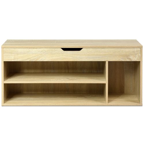 Meuble à Chaussure En Bois Armoire à Chaussure Avec Siège Coussin 104 X 30 X 48 Cm
