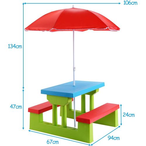 Ensemble De Jardin Pour Enfants Table Et Bancs Avec Parasol Table D'activité Exterieur