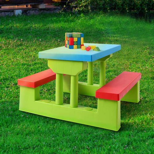 Ensemble De Jardin Pour Enfants Table Et Bancs Avec Parasol Table D'activité Exterieur