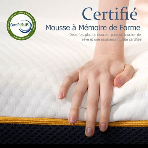 Ensemble Matelas En Mousse 160x200 cm Epaisseur 21 cm + sommier déco