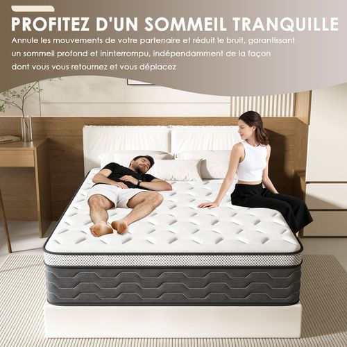 Matelas Ressorts 120x190 Cm, 30 Cm Épaisseur, Confort, 7 Zones Ergonomique