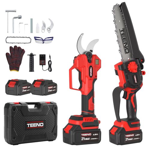 Ensemble D'outils De Jardinage 2 En 1 : Mini-scie Sans Fil De 6 Pouces + Sécateur Électrique Sans