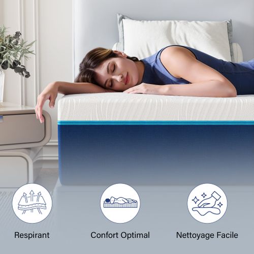 Ensemble Matelas Mousse 140x190 cm Epaisseur 20 cm + cadre à lattes