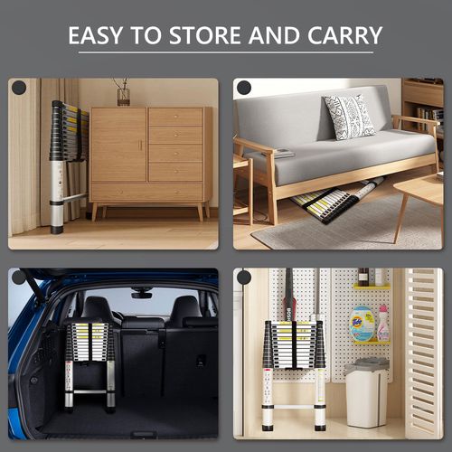 Échelle Télescopique Pliante En Aluminium De 3,8 Mètres, Capacité De Charge Maximale De 150