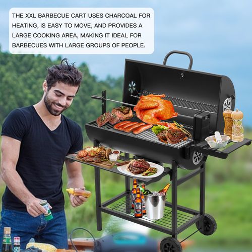 Grand Camion Barbecue, Charbon De Bois, Équipé D'une Rôtissoire Et D'un Tablier